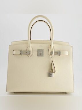 H Birkin 25 HANDMADE Craie soft white french box calfskin leather PHW 24K plated